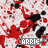 Red and black splatter pattern with repeated 'CARRIE' text in gray boxes, each accompanied by two stars that alternate between red and white.