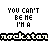 Static pixel art displays repeated text "YOU CAN'T BE ME I'M A" above horizontal bands of repeating "modestin" with pink accents.