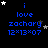 Blue text 'i love zachary' on black background with white and gray stars, size ×07