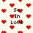 Pixelated red hearts and black text reading "So In Love" on a light background, with animated heart movement.