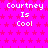 A static pixel art image with a bright pink background patterned with smaller pink stars, displaying repeated text "Courtney Is Cool" in white pixelated font.