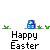 Animated Easter-themed buddy icon contact sheet showing 12 sequential frames of a bunny and egg animation with "Happy Easter" text.