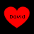 Four red heart shapes with the text 'David' inside each, arranged in a on a black background