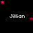 Pixelated text 'Jillian' repeated across a black background with pink and purple star animations.