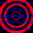 Four red spiral patterns on black background with blue text reading "SuperGBr16" and repeated symbols.