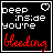 Six display a black background with white text 'deep inside you're' and red/pink cursive 'Bleeding', each showing different heart icon states