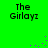 Green background with four identical text blocks reading 'The Girlayz' and scattered purple dots in motion.