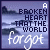 A 4x3 contact sheet of a 12-frame animated icon showing variations in text color over a landscape background with the phrase "A BROKEN HEART THAT THE WORLD forgot".
