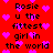 Red background with black text reading "Rosie u the fittest girl in the world" and scattered pink hearts.
