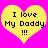 Two identical yellow hearts on a bright pink background, each containing black pixelated text reading "I love My Daddy !!!" with three exclamation marks.