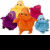 Animated sequence of four cartoon characters with a yellow star, purple figure, orange figure, and blue figure in various poses