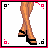 Pixel art of nine showing a woman in pink dress with brown hair, displaying legs, handbag, face expressions, and text phrases like "i'll be a bitch"
