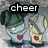 Animated icon shows two cartoon characters with green hair and red hearts on their chests, changing text overlays from 'cheer up' to 'emo kid.'