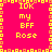 Pixelated icon with bright pink background, yellow text reading "IDK my BFF Rose" arranged in four quadrants around a central cross of alternating orange and yellow squares.