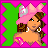Pixel art contact sheet of four frames showing a cartoon woman in pink attire with accessories and text "Hott!" on green background.