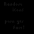 Animated icon with multicolored text and symbols on black background, displaying sequential changes in lettering and X-shaped patterns.