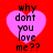 Four identical pink heart-shaped icons with black text 'why dont you love me??' on a red background, arranged in a