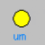 Two yellow circular icons with black outlines on gray background; left icon is plain, right has smiley face and blue text below.