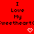 Red background with repeated black text "I Love My Sweetheart" and white pixelated hearts, partially cropped on the right.