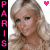 Pixelated contact sheet of two animated frames showing a blonde woman with long hair, side-by-side in a 2x1 layout with vertical text bars and a pink heart symbol between them.