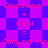 Pixelated text displays 'Awesome + Kool = Amy nd Mo' on a purple and blue checkered background with diamond-shaped patterns.