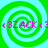 Four identical green and cyan spiral patterns arranged in a with pink text reading «3ZACK«3 overlaid on each spiral