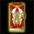 A 48x48 pixel animated contact sheet showing six sequential frames of a glowing red and gold card with white angel wings, yellow border, and silver base.