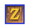 Six variations of a wooden block with the letter Z, displayed in different orientations and color schemes against a gray background.