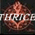 Animated contact sheet showing two frames of a pixelated icon with red and brown abstract shapes, white text overlays, and dark background.