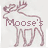 A 4-frame animated contact sheet showing a moose outline with changing text and one frame containing a heart symbol, all in pinkish-brown on white background.