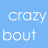 Blue background with white pixelated text reading 'crazy bout you!' repeated across multiple
