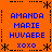 Orange background with blue text reading "AMANDA MARIE HUVAERE XOXO" in four identical quadrants, bordered by black dashed lines and asterisks.