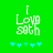 Green background with white pixelated text 'I Love Seth' and cyan pixelated stars below, showing animation changes in star positions.