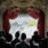 A static image featuring a band logo with stylized text and a group photo of four people in casual attire.
