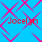 Blue background with pink diamond-shaped patterns and red text reading "Jocelyn" in four positions.