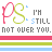 Pixelated graphic with repeating 'PS' initials, text phrases, and colored stripes in pink, green, blue, and gray.
