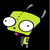 A 2x2 contact sheet of a pixel art animation featuring a green cartoon character, red heart symbol, and green text "I GIR" on black background.