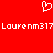 Red background with white pixelated heart symbol above repeated text 'Laurenm317' in pixelated font.