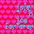 Pixelated text 'jolev', 'D', 'joe', and 'for ever' on a red background with pink heart pattern, repeated in four quadrants.