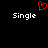 Red pixelated heart symbol above two white 'Single' text labels on black background.