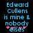 Blue pixelated text on black background reads "Edward Cullens is mine & nobody else" with pink heart symbols below.