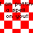 Red and white checkered background with repeated text "I am putting a spell on you!!" in black pixelated font.