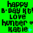 Green background with repeating black text and symbols in a pattern, featuring animated blue plus and cross symbols near 'Katie' text