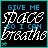 Two side-by-side pixel art display the text "GIVE ME DICE SO I CAN BREATHE" with a small green cross symbol at bottom left; right shows lighter, faded white lettering