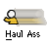 Animated contact sheet showing two frames of a buddy icon with yellow stick figure, motion blur, and text elements on gray background.