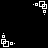 Black background with white pixelated shapes forming a pattern of squares and dots in multiple orientations.