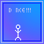 Pixelated stick figure dances on blue gradient background with 'DANCE!!!' text variations above.