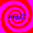 Four identical spiral patterns with red and magenta hues, each containing blue text reading 'AnniZ' in the center.