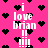 Pixelated pink background with black heart shapes and white text reading "i love brian" in multiple vertical arrangements.