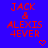 Blue background with red text reading "JACK & ALEXIS 4EVER" and small red heart symbols in different positions across three
